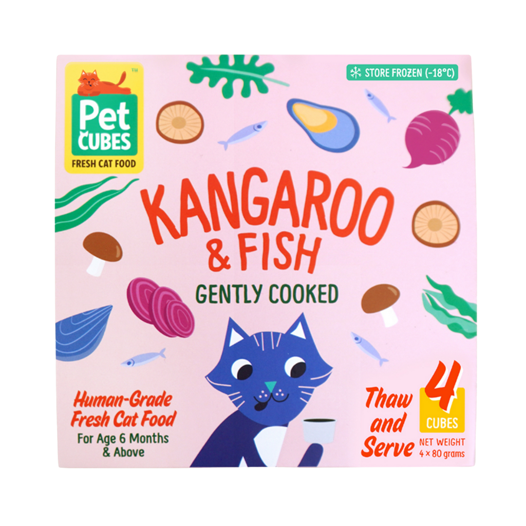 Gently Cooked Cat Food Kangaroo FIsh PetCubes Get 10 OFF